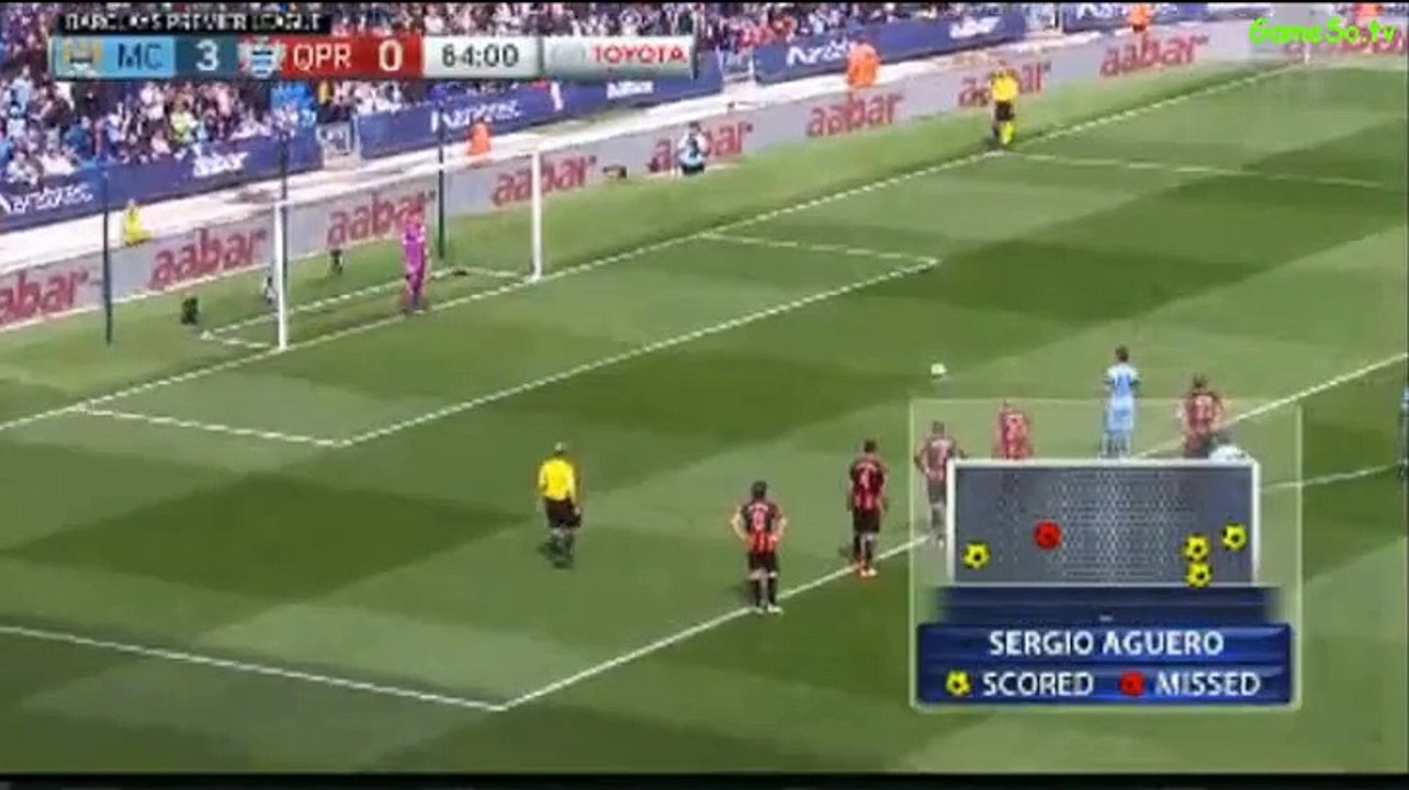 Sergio Aguero Penalty Goal - Manchester City 4-0 QPR 10.05.2015