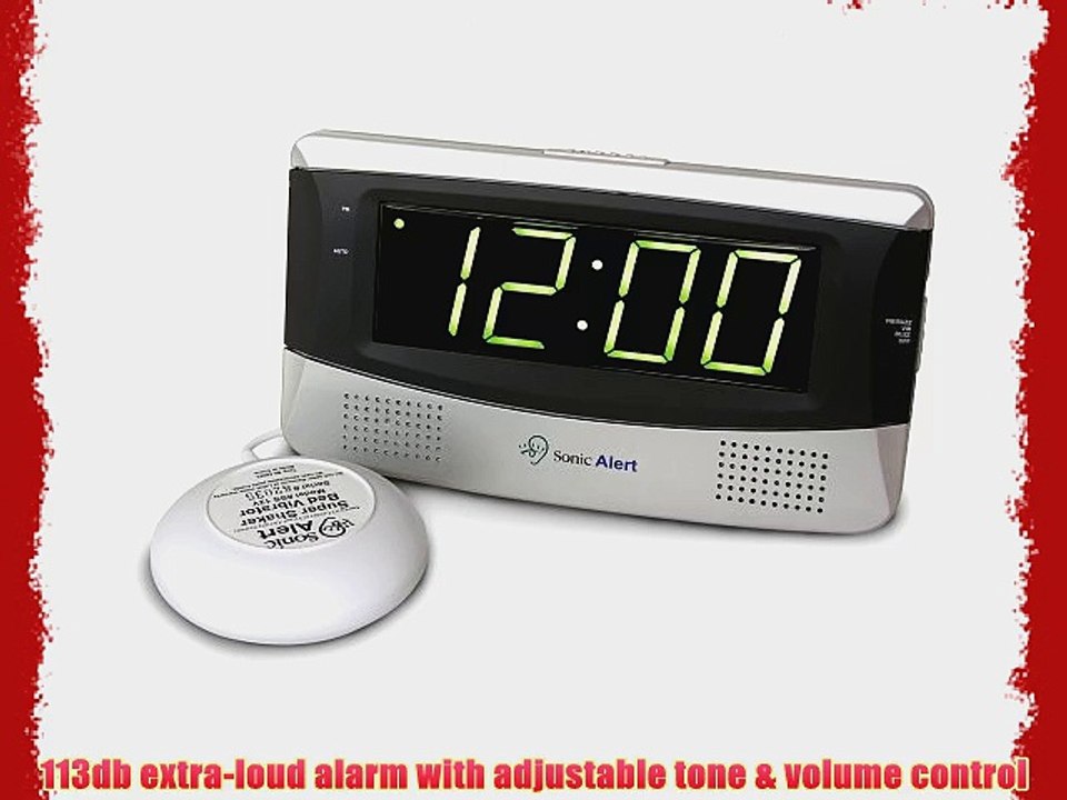 Sonic Alert SB300 Sonic Boom Loud Vibrating Alarm Clock with Large Display