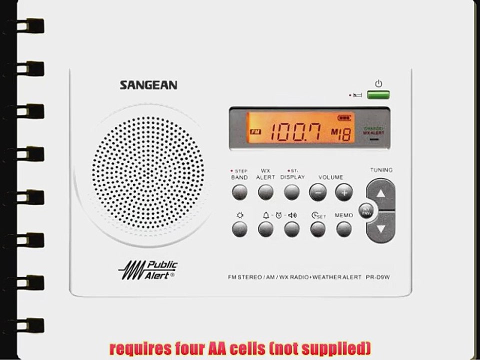 Sangean PR-D9W AM/FM Weather Alert Rechargeable Portable Radio