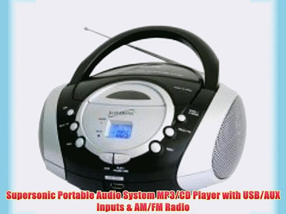 Supersonic Portable Audio System MP3/CD Player with USB/AUX Inputs
