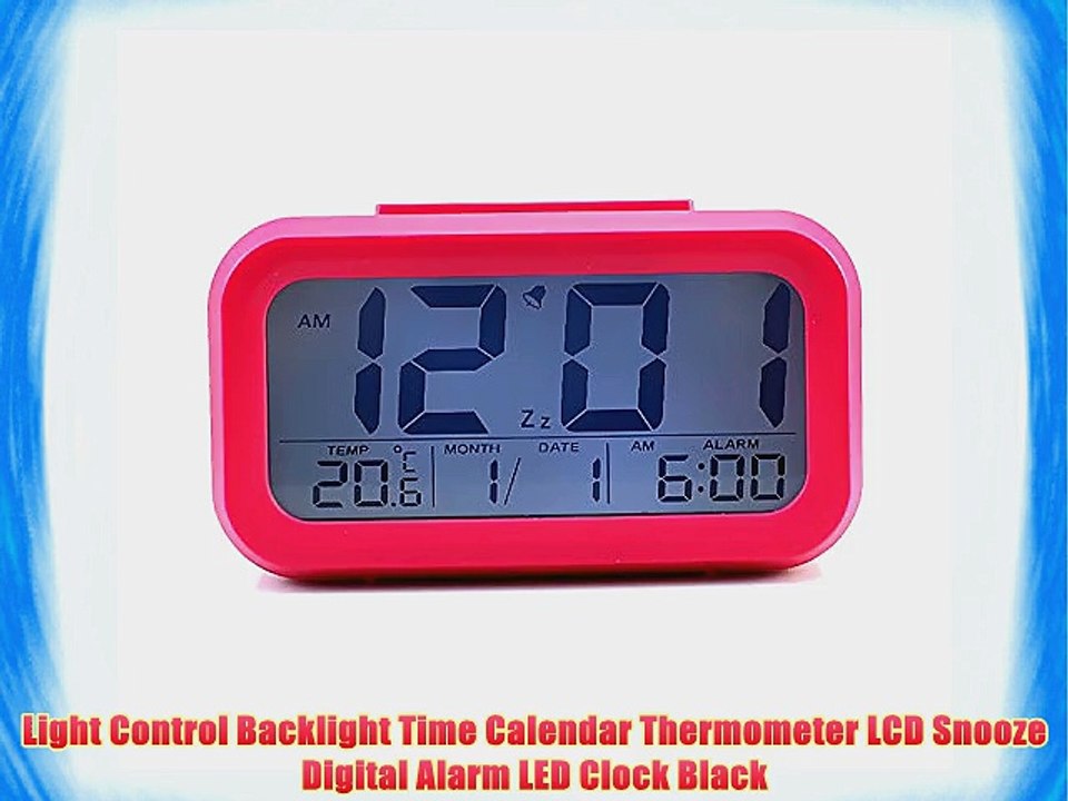 Light Control Backlight Time Calendar Thermometer LCD Snooze Digital Alarm LED Clock Black