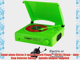 Steepletone ST-9008B Record Player 3 Speed 1980's Style Portable Battery Operated with Mains