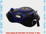 Axess PB2704-BL Portable MP3/CD Boombox with AM/FM Stereo USB SD MMC AUX Inputs (Blue)