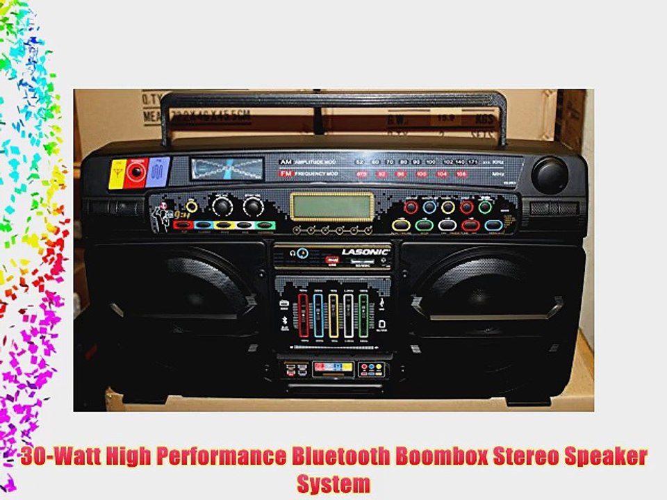 Lasonic i-931BT Q-BM Portable Ghetto Blaster Boom Box Stereo with Built-In Bluetooth AM/FM