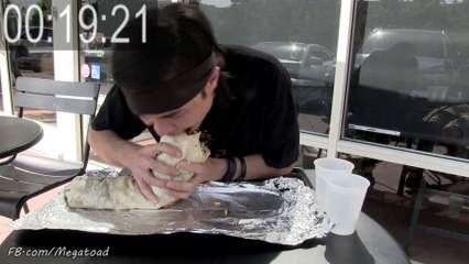 He eats a 5-pound Burrito in less than 2 minutes!
