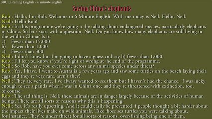 (New) BBC learning english 6 minute - transcript - saving china's elephants