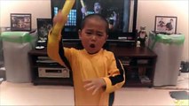 My son(5year old) acting Bruce Lee's nunchaku scene