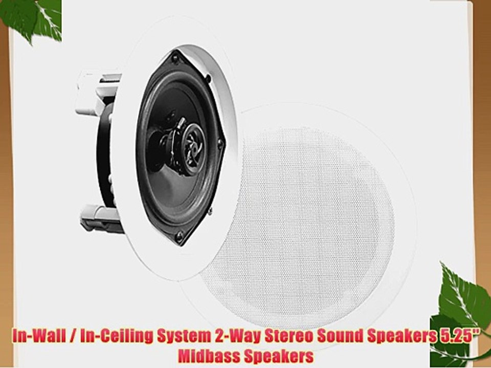 Pyle PDIC51RD In-Wall / In-Ceiling Dual 5.25-inch Speaker System 2-Way Flush Mount White (Pair)