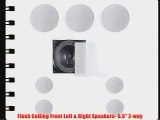 7.1 Home Theater Flush Ceiling Speaker Package- Two Ceiling 6.5 2-way Speakers One Ceiling