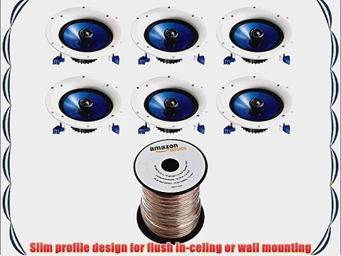 Yamaha NS-IC400 90-Watts 2-Way RMS Speaker - White (6 Speakers AmazonBasics Speaker Wire)