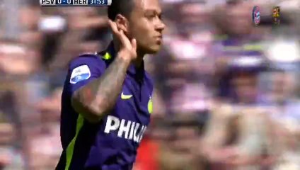 Memphis Depay marque un superbe coup-franc pour son dernier match au PSV