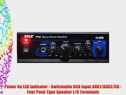 Pyle Home PTA2 Mini 2 x 40-Watt Stereo Power Amplifier