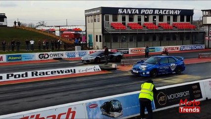 Subaru Impreza WRX STI Vs Lamborghini Aventador, Nissan GTR Drag Race