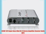 200W 12V Super Bass Mini Hi-Fi Stereo Amplifier Booster Radio MP3