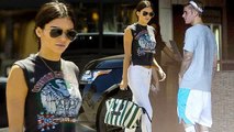 Kendall Jenner gives sweaty l Justin Bieber a ride home from the gym
