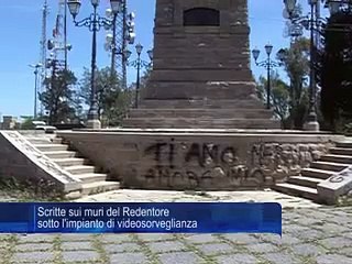 Scritte sui muri del Redentore sotto l'impianto di videosorveglianza