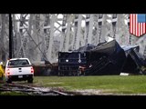 Train derails: Freight train blown straight off elevated tracks during New Orleans storm