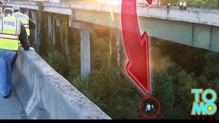 إنسان صالح يقفز من على ارتفاع 22متراً بعد أن توقف لمساعدة محتاج وكادت أن تعسه السيارة