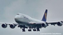 Boeing 747-8 and Airbus A340 Lufthansa landing in Hong Kong International Airport at Chek Lap Kok