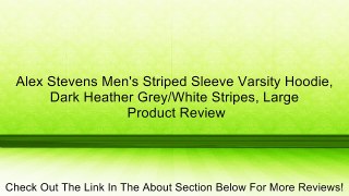 Alex Stevens Men's Striped Sleeve Varsity Hoodie, Dark Heather Grey/White Stripes, Large Review