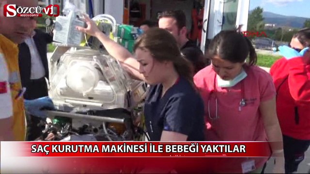 Saç kurutma makinesi ile bebeği yaktılar