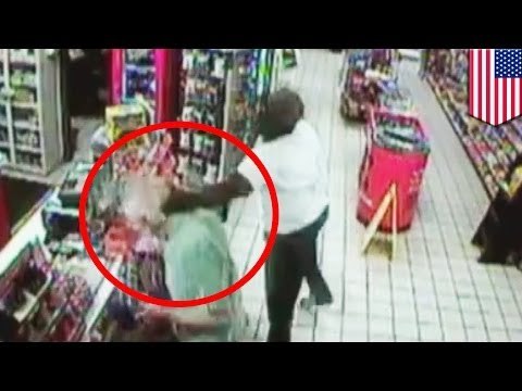 Sucker punch: coward Eric Rolland slaps 77-year-old veteran Jacob Cooter for cutting in line