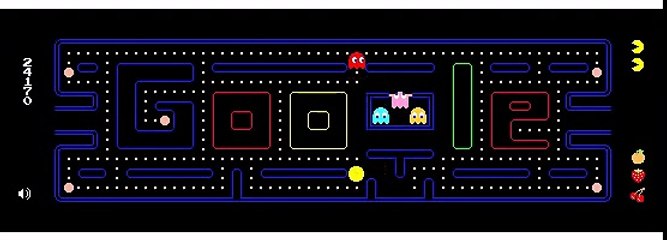 celebrating Pac-Man 30th anniversary by playing it on Google's doodle