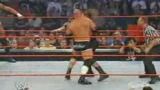 WWE Goldberg vs Triple H & Batista & Ran