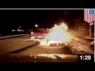 Course poursuite: Une voiture prend feu à 193 km par heure