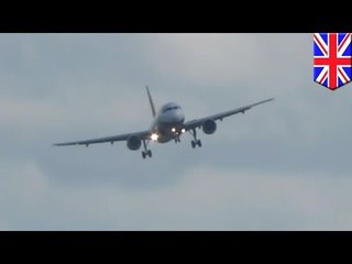 Samolot walczy z porywistymi wiatrami nad lotniskiem w Leeds