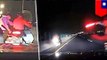 Pijany mężczyzna jedzie skuterem pod prąd po autostradzie