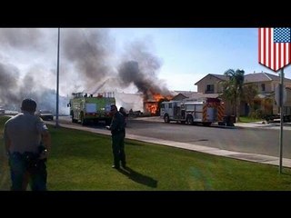 California US military plane crash: homes on fire, no injuries reported