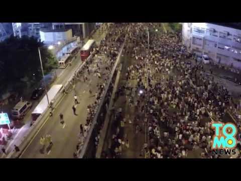 Zamieszki w Hong Kongu: nagranie z drona.