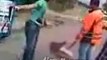 Bully trying to attack street cleaner with belt gets owned