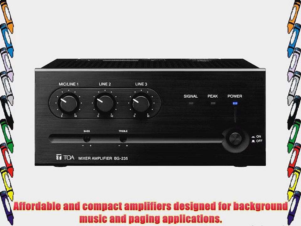 TOA BG-235 Mixer Amplifier 35W 3 Input 1 MicLine Switchable Two Zone System Capability