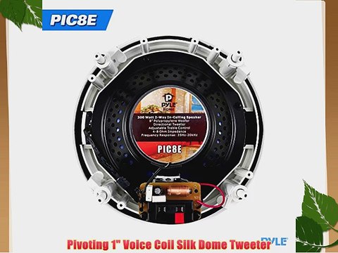 Pyle Home PIC8E 300 Watt High-End 8-Inch Two-Way In-Ceiling Speaker System with Adjustable