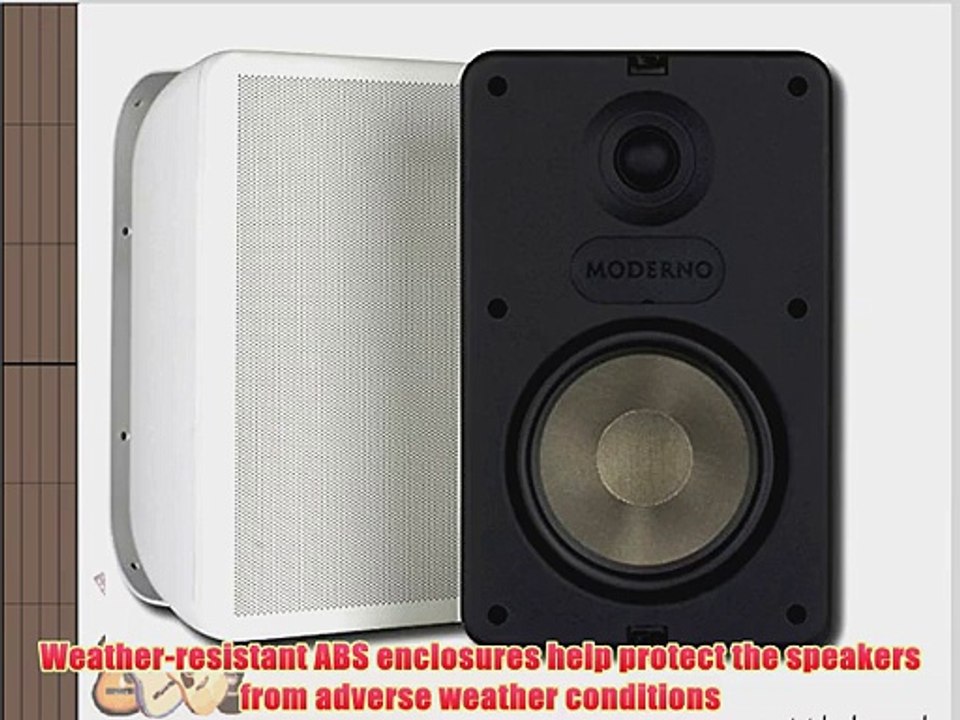 Pair Moderno M6 6-1/2 Indoor Outdoor Stereo Speakers White