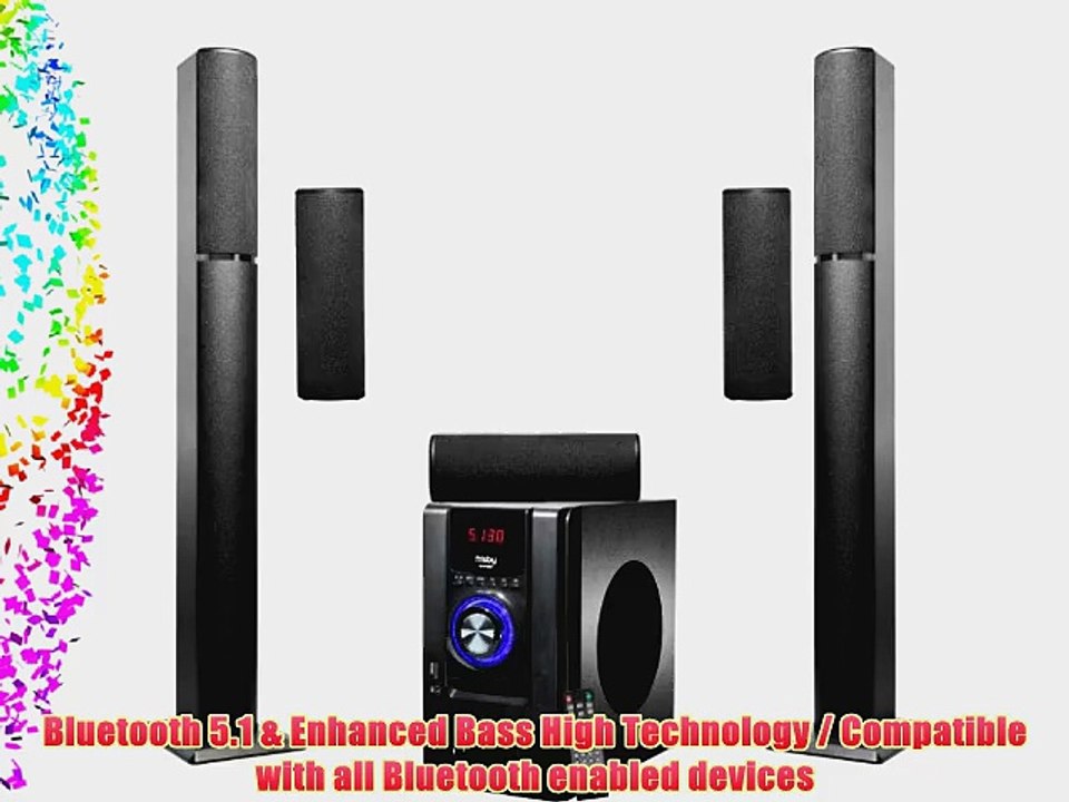 Frisby FS-6700BT 5.1 Surround Sound Tower Home Theater Speakers System with Bluetooth USB/SD