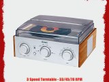 Jensen 3-Speed Stereo Turntable with AM/FM Stereo Radio (Silver)