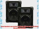 Podium Pro 800C Home PA DJ Karaoke Bookshelf Black Pro Audio Two Way Speaker Pair