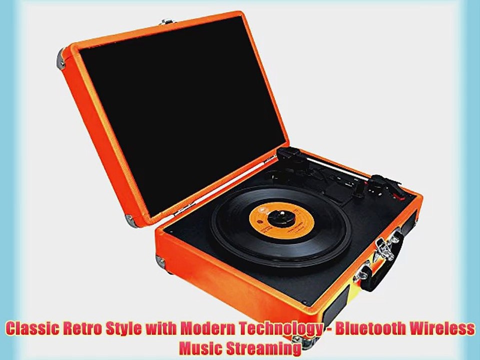 Pyle PVTTBT6OR Bluetooth Classic Vintage Style Vinyl Record Player Turntable Vinyl-To-MP3 Record