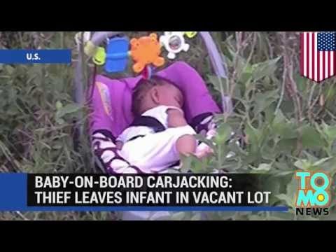 Złodziej kradnie samochód z dzieckiem w środku.