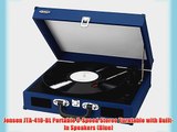 Jensen JTA-410-BL Portable 3-Speed Stereo Turntable with Built-In Speakers (Blue)