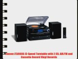 Jensen JTA980B J3-Speed Turntable with 2 CD AM/FM and Cassette Record Vinyl Records