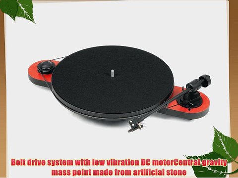 Pro-Ject Elemental Turntable with 8.6 Ultra Low Mass Tonearm and Ortofon OM 5E Cartridge (Red)