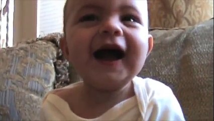 Baby laughs hysterically at daddy puking (dry heaving)