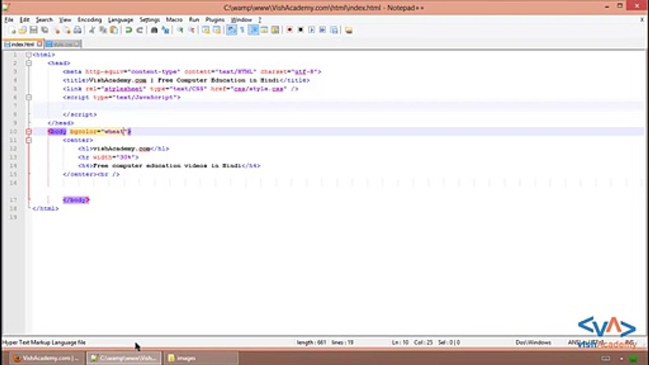 Background colour and image in HTML in Hindi