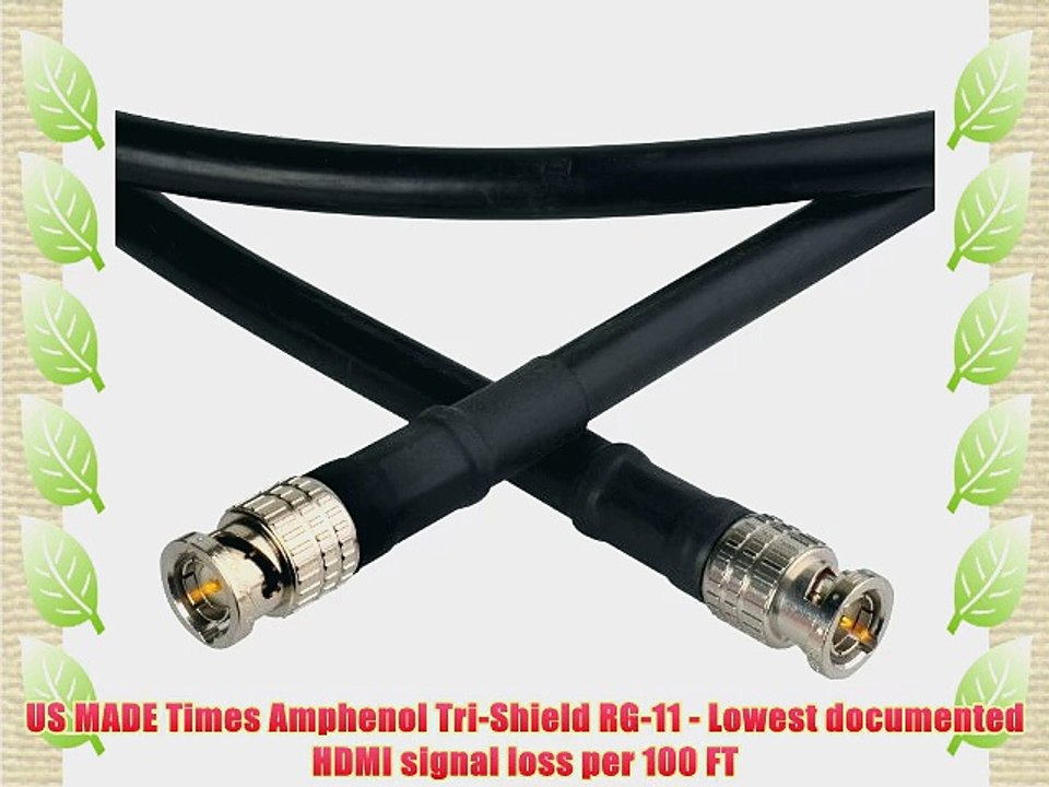 Times / Amphenol RG-11 Tri-Shield Direct Burial Rated Coax 75 Ohm RG11 | 175 ft BNC Male Connectors