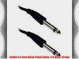 GadKo 1/4 inch Mono Patch Cable 1/4 Male 15 foot