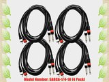 SEISMIC AUDIO - SARCA-Q-10 - 4 Pack of 10' RCA to 1/4 Patch Cables